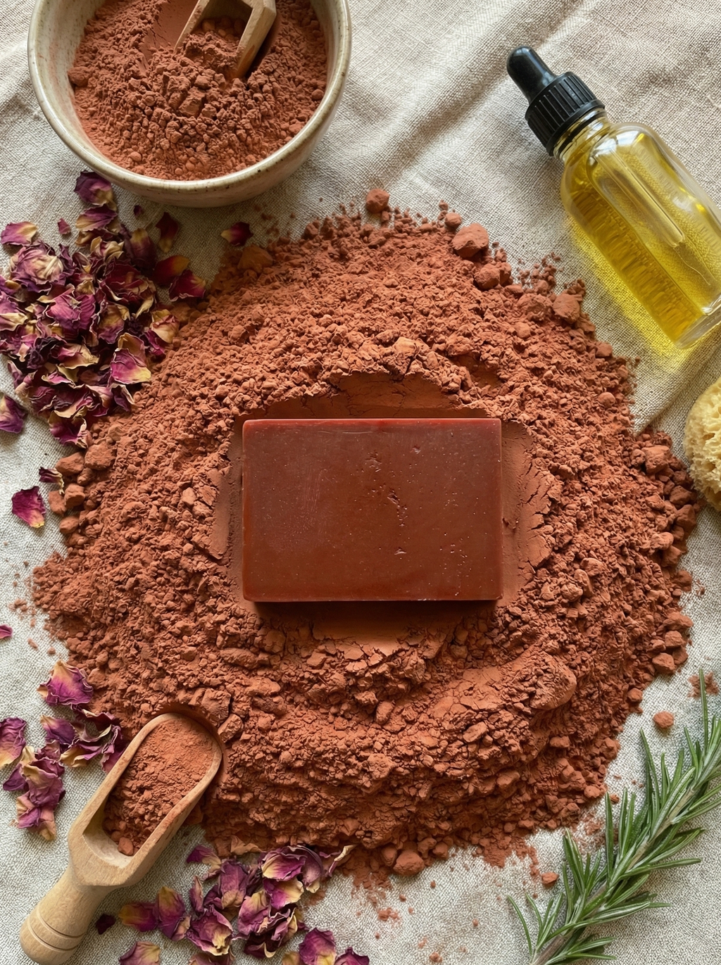 Moroccan red clay facial bar - 30 gm