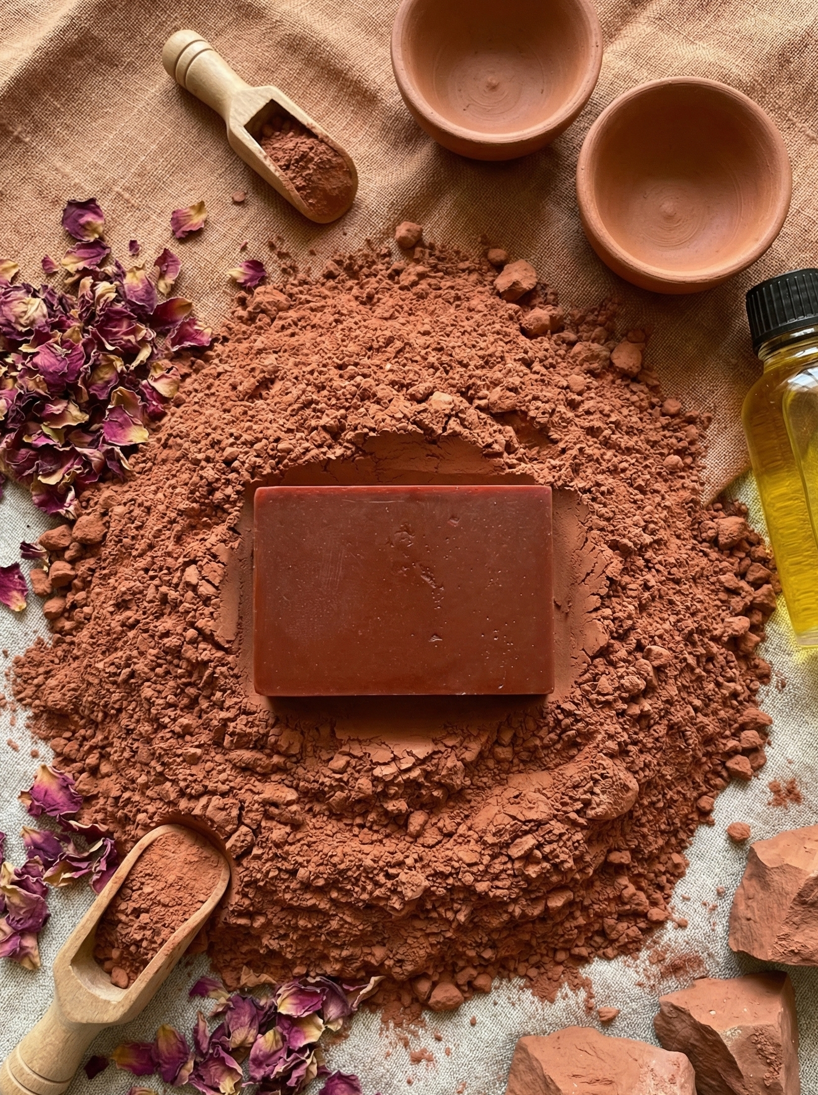 Moroccan red clay facial bar - 30 gm